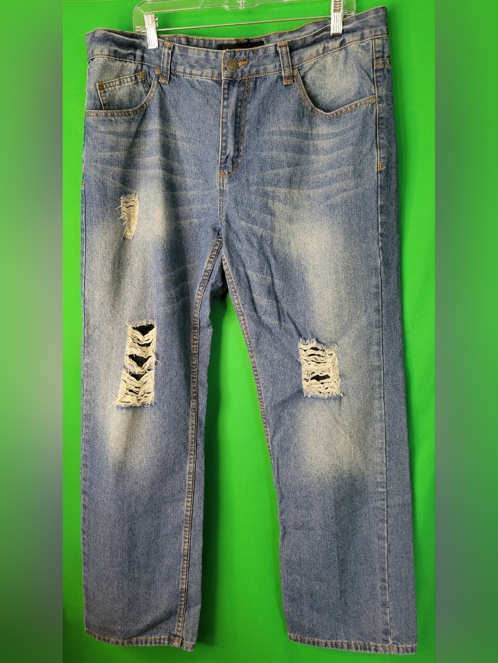 Mens Distressed Denim Jeans Casual Ripped Enyce Sean Combs Relaxed 38x32 Y2k Vtg